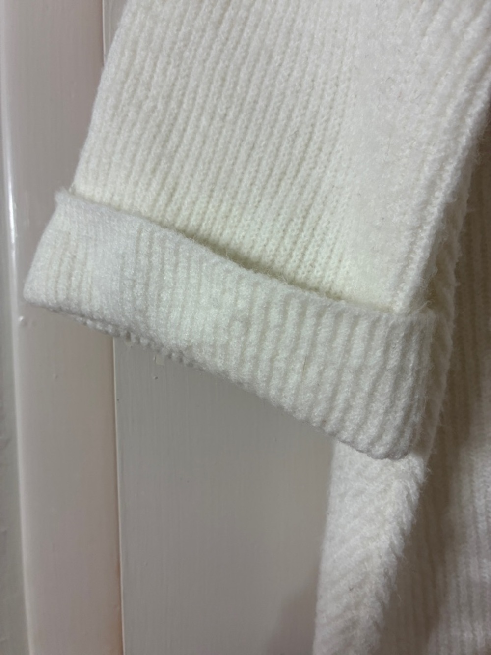 Cream Button-Front Ribbed Collared Shirt - Picture 5 of 6